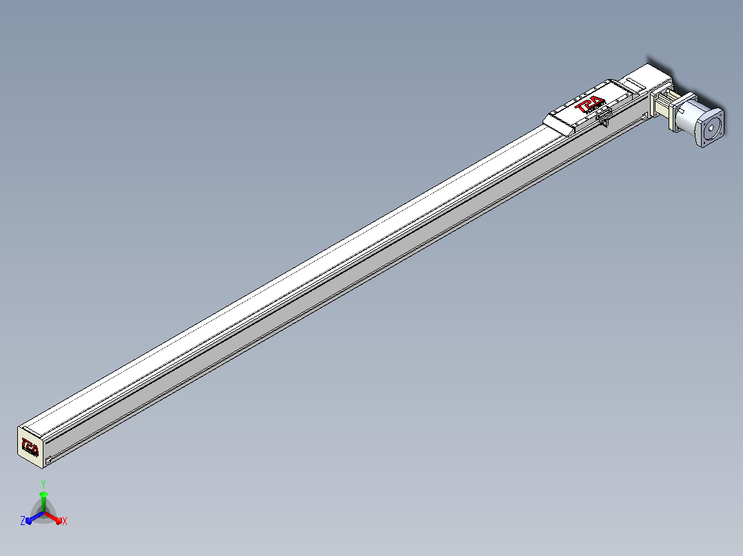 伺服电机集成皮带传动直线执行器TPA-OCB-100-192-L1950-DL-J90-N3正等轴测图