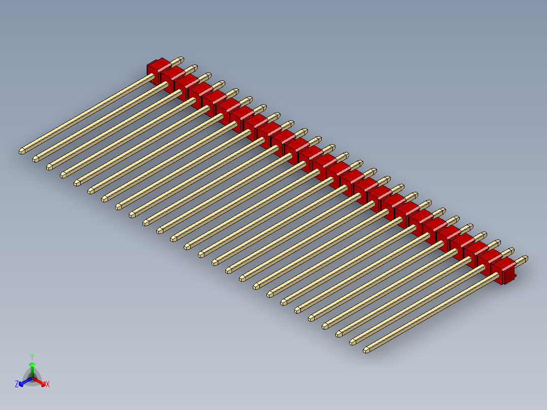 彩色公头100mil（2.54mm）系列-DS1021_red_1x26p_100mil_Type43_rev1.0主视图