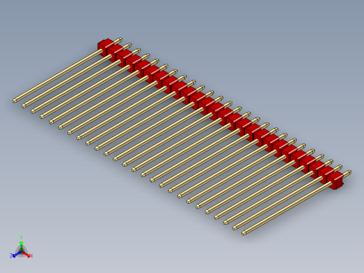 彩色公头100mil（2.54mm）系列-DS1021_red_1x26p_100mil_Type43_rev1.0正等轴测缩略图