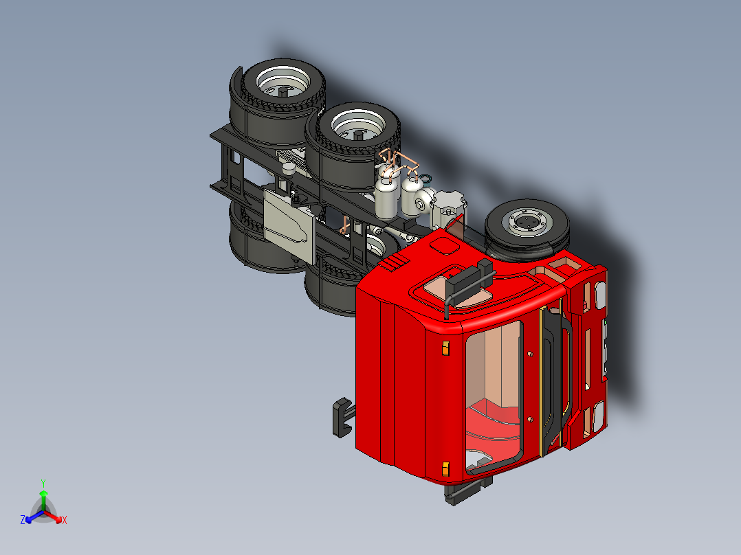 48-带拖车总成的重型卡车 3d模型图纸