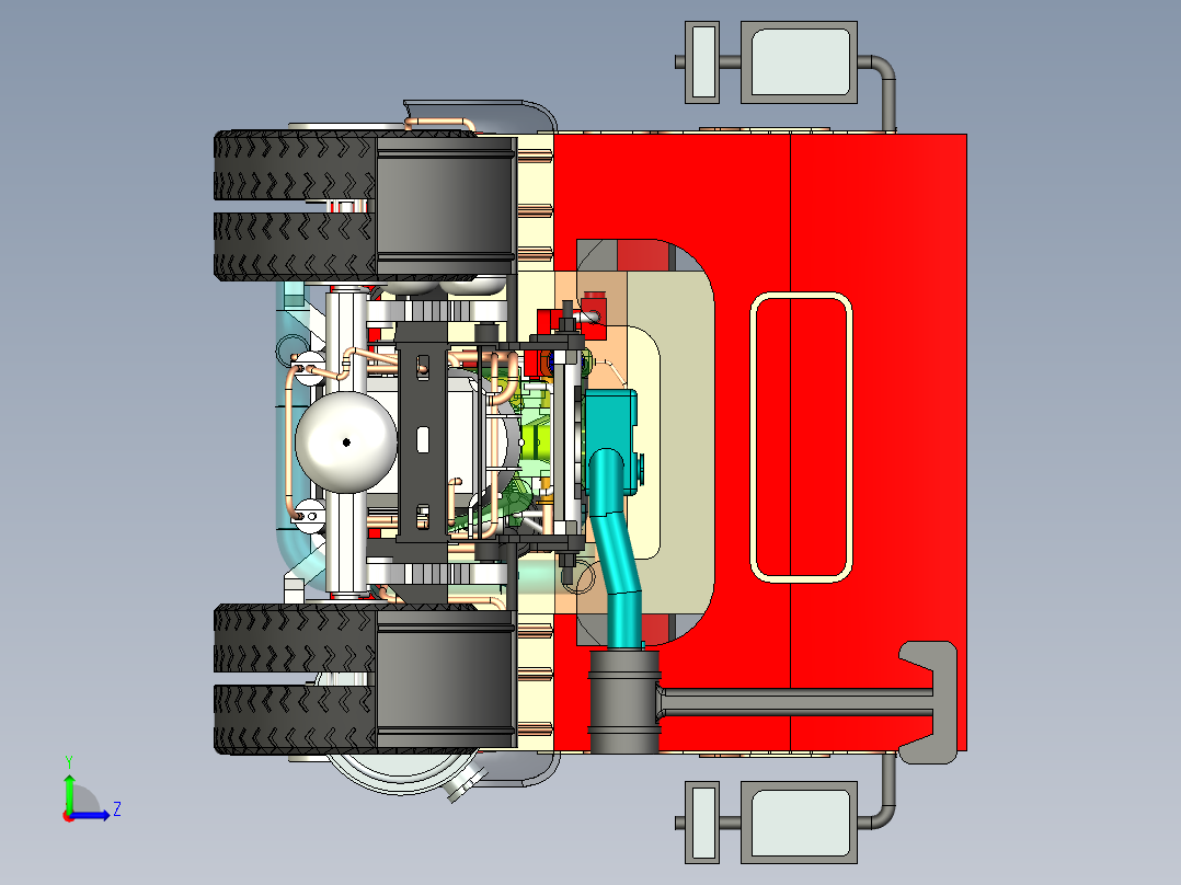 48-带拖车总成的重型卡车 3d模型图纸左视图