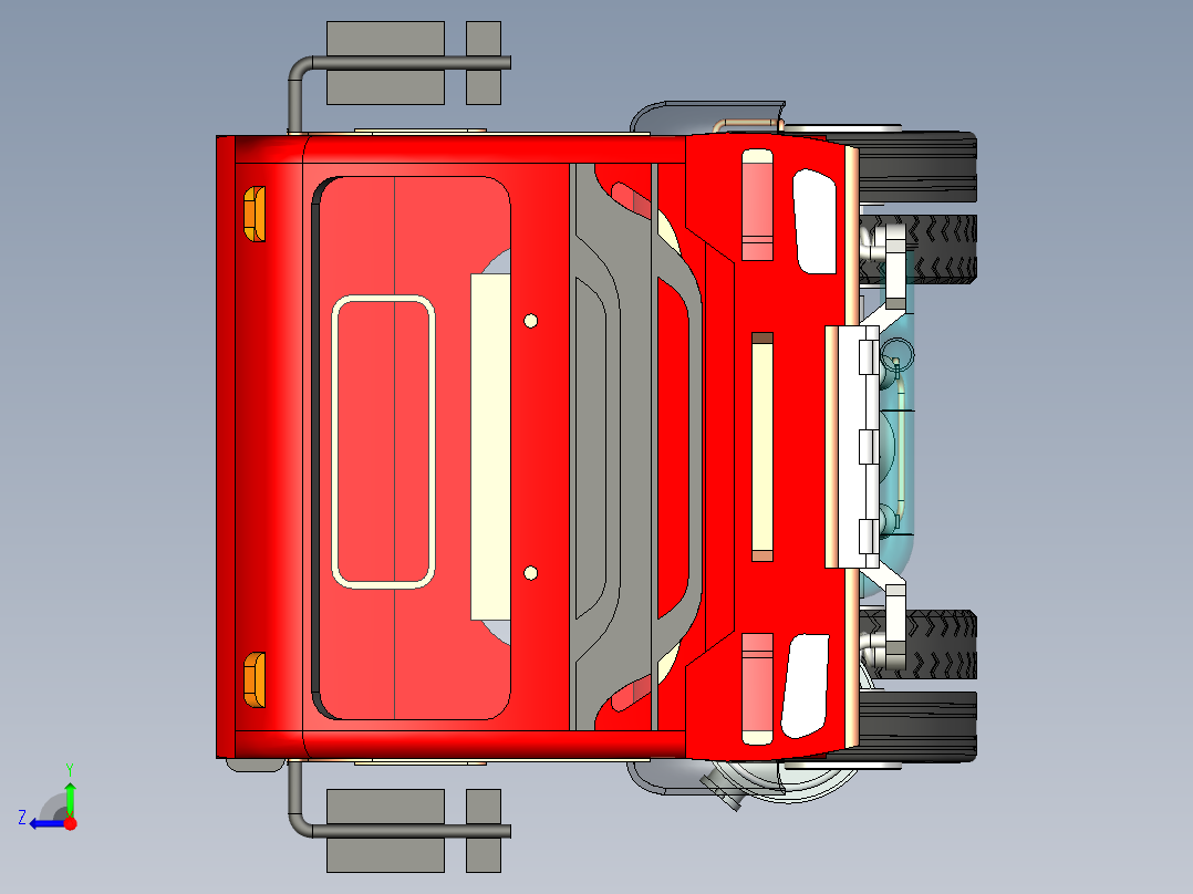 48-带拖车总成的重型卡车 3d模型图纸右视图