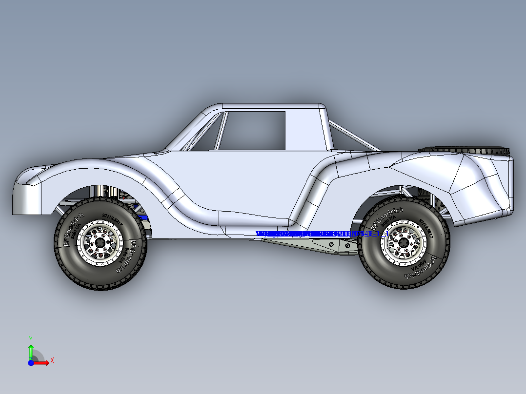 大越野巴吉钢管车3D数模图纸 CREO设计 附IGS前视图