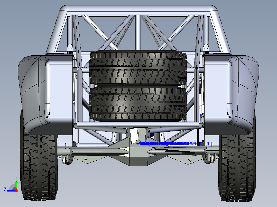 大越野巴吉钢管车3D数模图纸 CREO设计 附IGS右视图