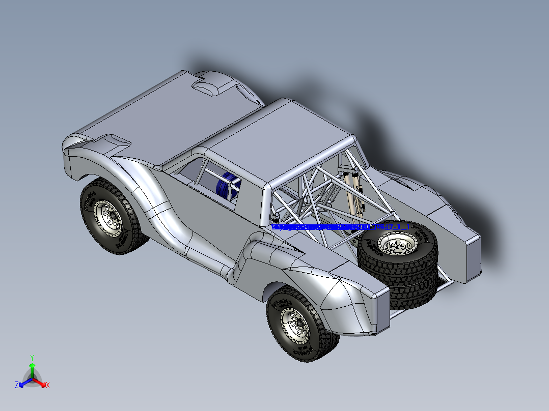 大越野巴吉钢管车3D数模图纸 CREO设计 附IGS正等轴测图