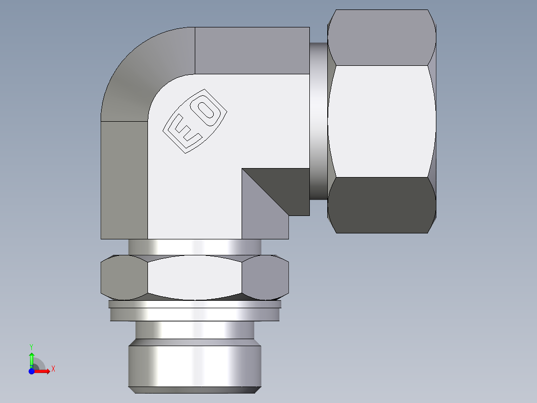 卡套式工业通用硬管接头EO_Adjustable_Locknut_elbow_WEE18ZLMCF前视图