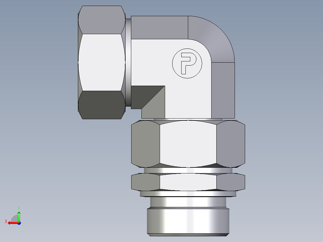 卡套式工业通用硬管接头EO_Assembled_adjustable_standpipe_elbow_EVW35LR71后视图