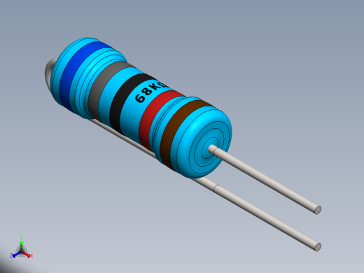 电容器 二极管 电阻器-Resistor Vertical 68K Ohm 1W正等轴测缩略图