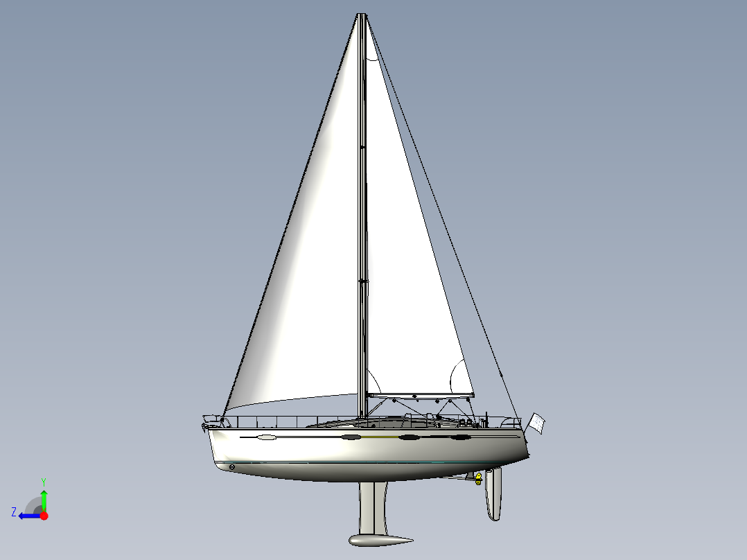 帆船3D图纸俯视图