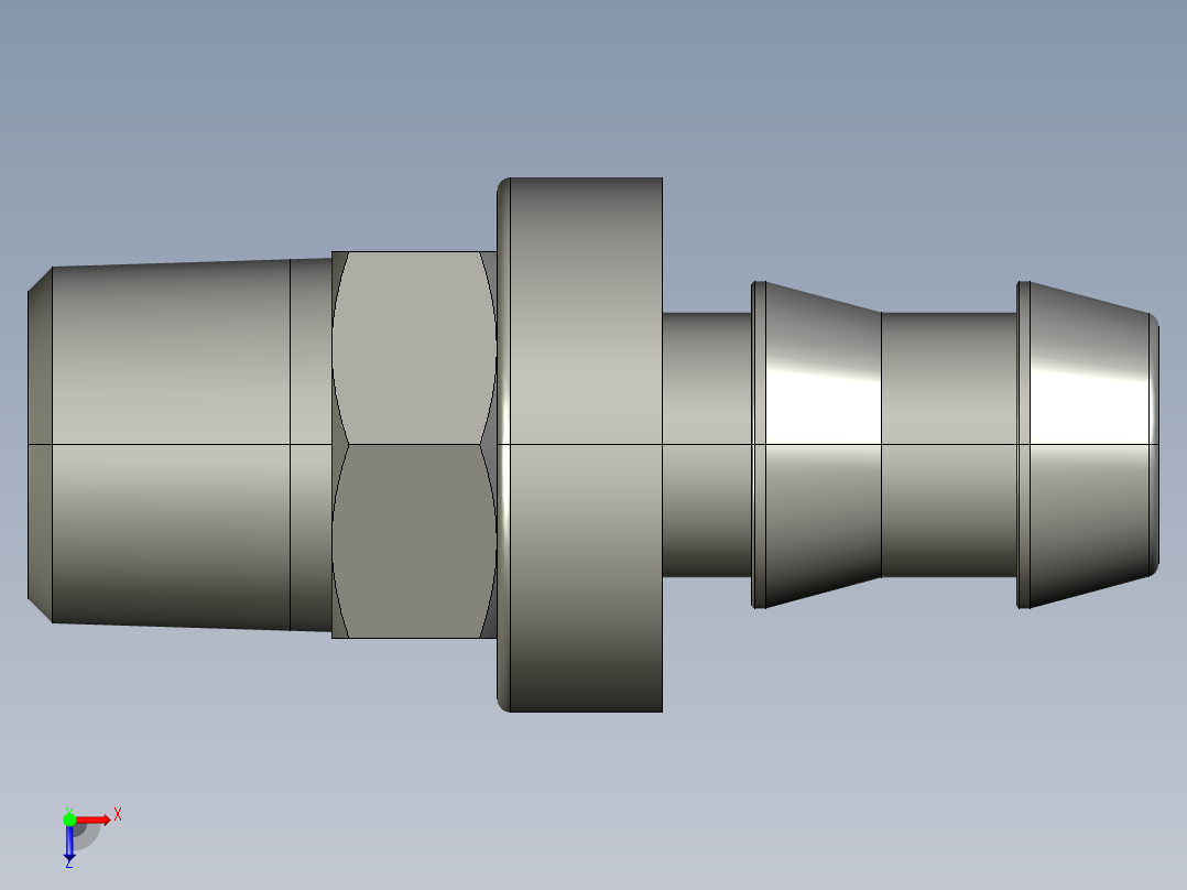 软管与硬管连接用工业通用接头0134_60_13俯视图