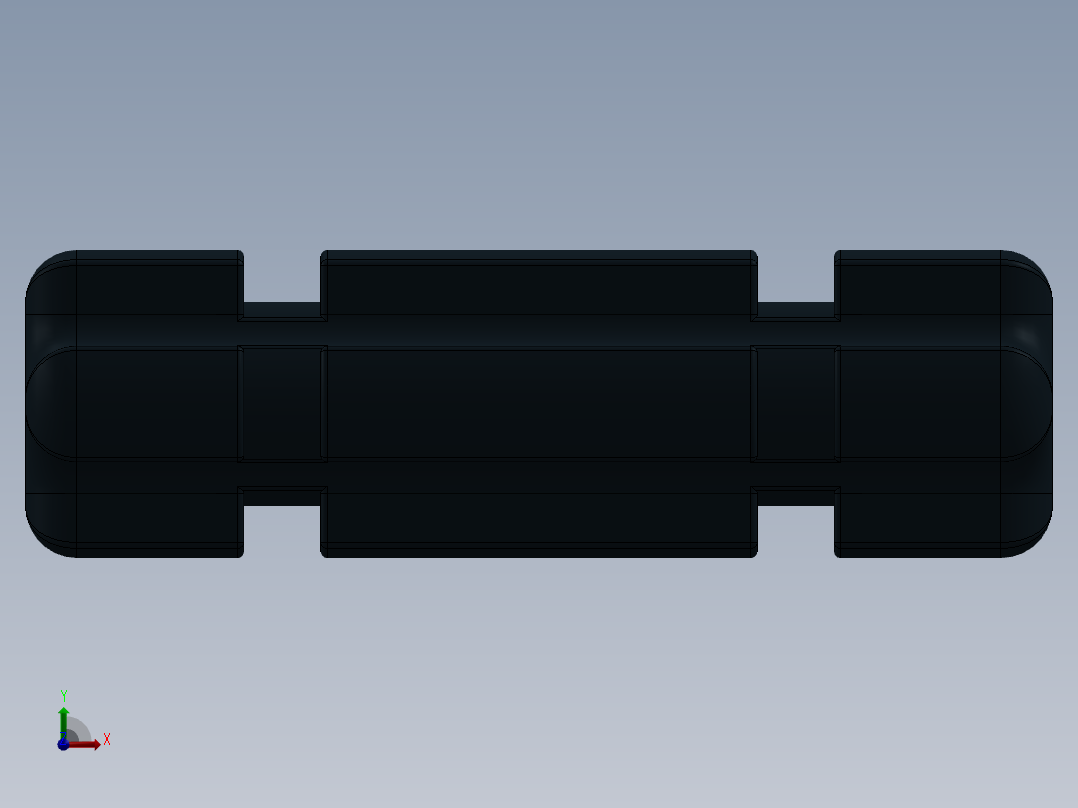 乐高机械组车桥-32062 Black Technic Axle 2 Notched.SLDPRT前视图