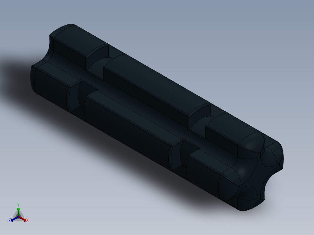 乐高机械组车桥-32062 Black Technic Axle 2 Notched.SLDPRT正等轴测图