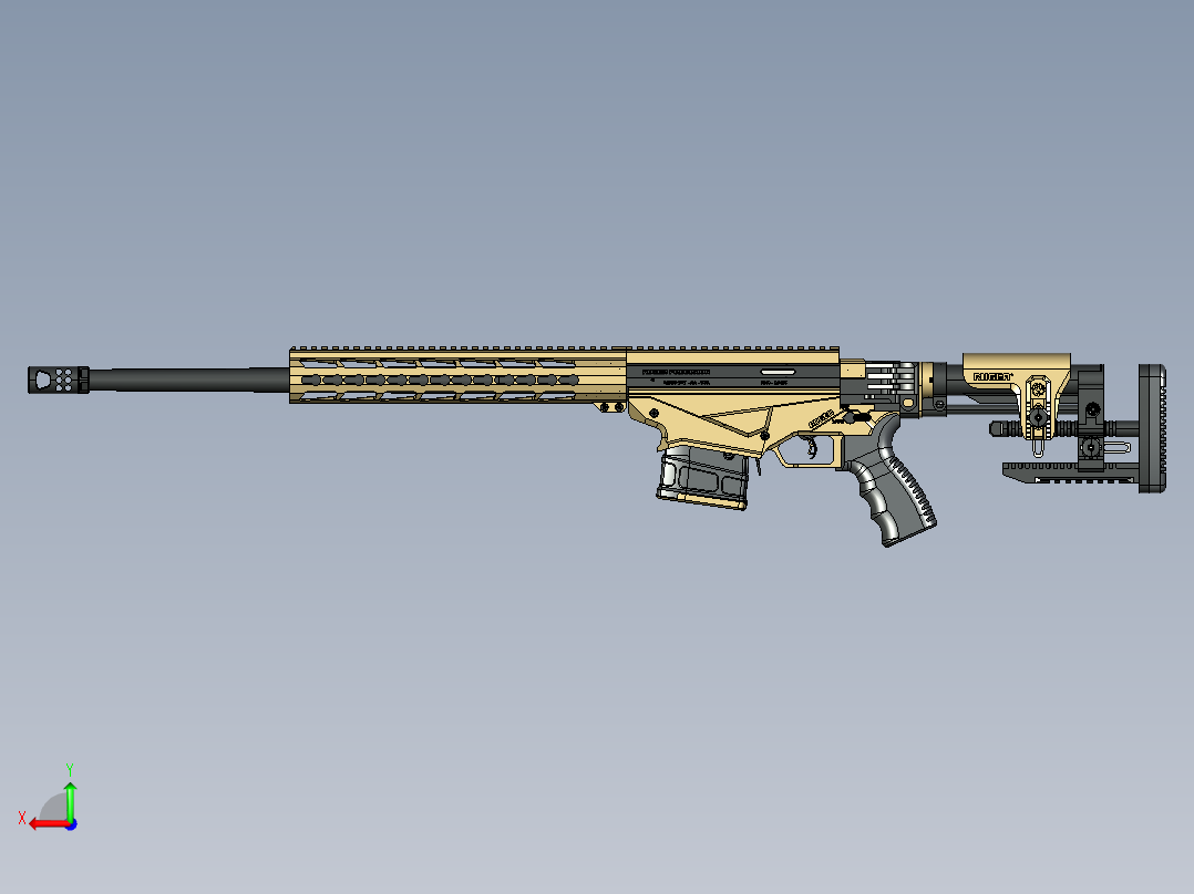 手枪左轮冲锋枪老式狙击步枪设计3D图纸ruger-precision-rifle STP后视图