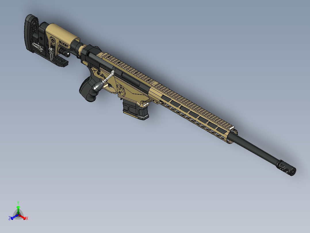 手枪左轮冲锋枪老式狙击步枪设计3D图纸ruger-precision-rifle STP正等轴测图