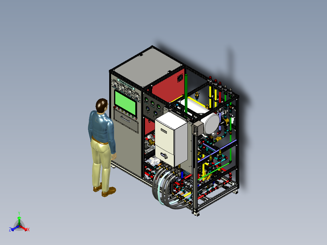 燃气采暖热水炉自动检测系统 3D模型SolidWorks三维设计图