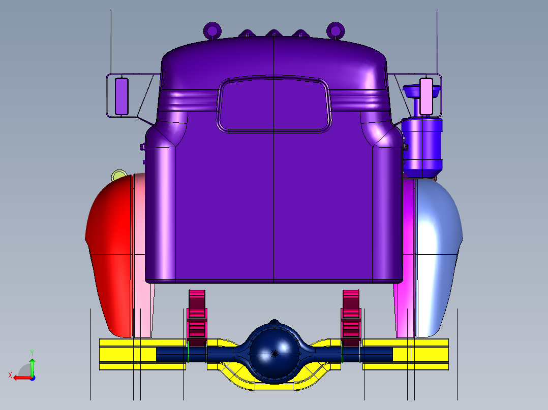 经典长头越野卡车后视图