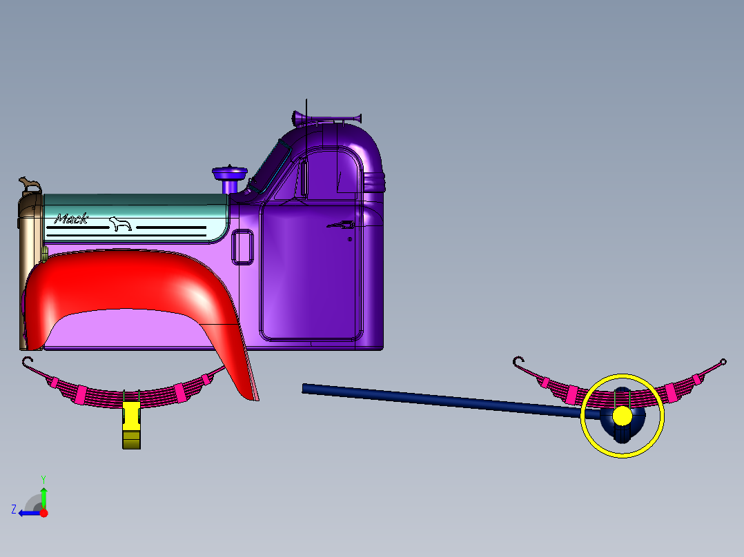经典长头越野卡车右视图