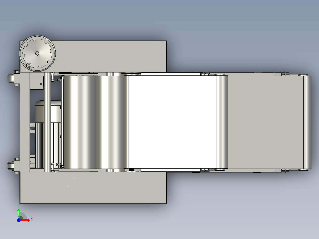 防止面团沾粘胶辊的压面机前视图