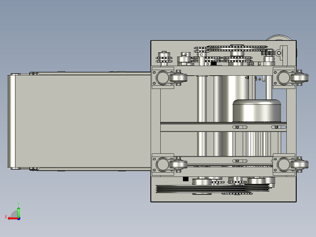 防止面团沾粘胶辊的压面机后视图