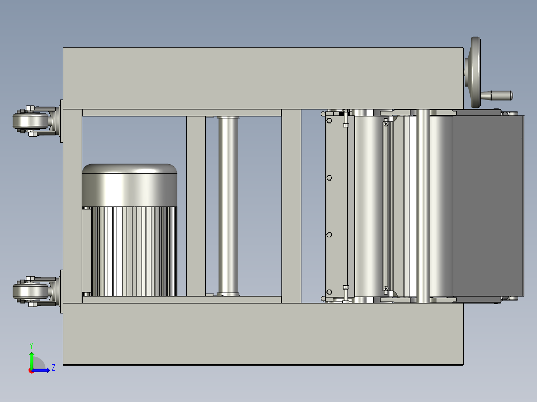 防止面团沾粘胶辊的压面机左视图