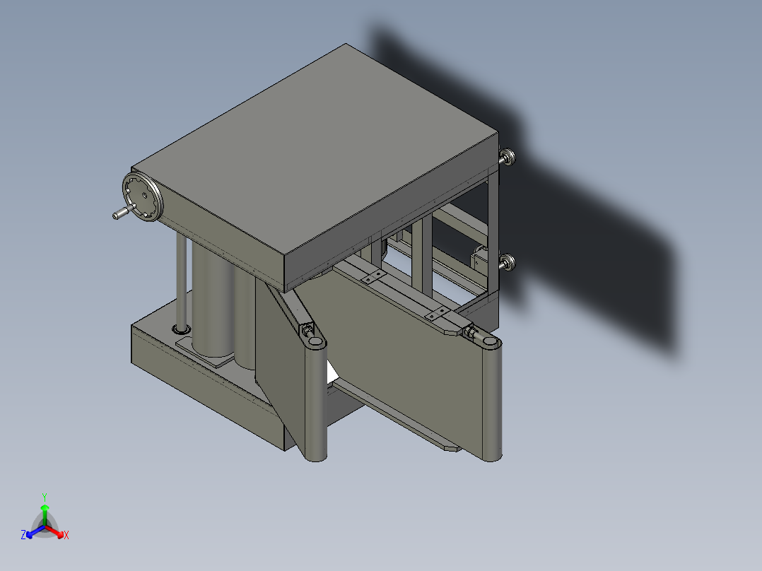 防止面团沾粘胶辊的压面机正等轴测图