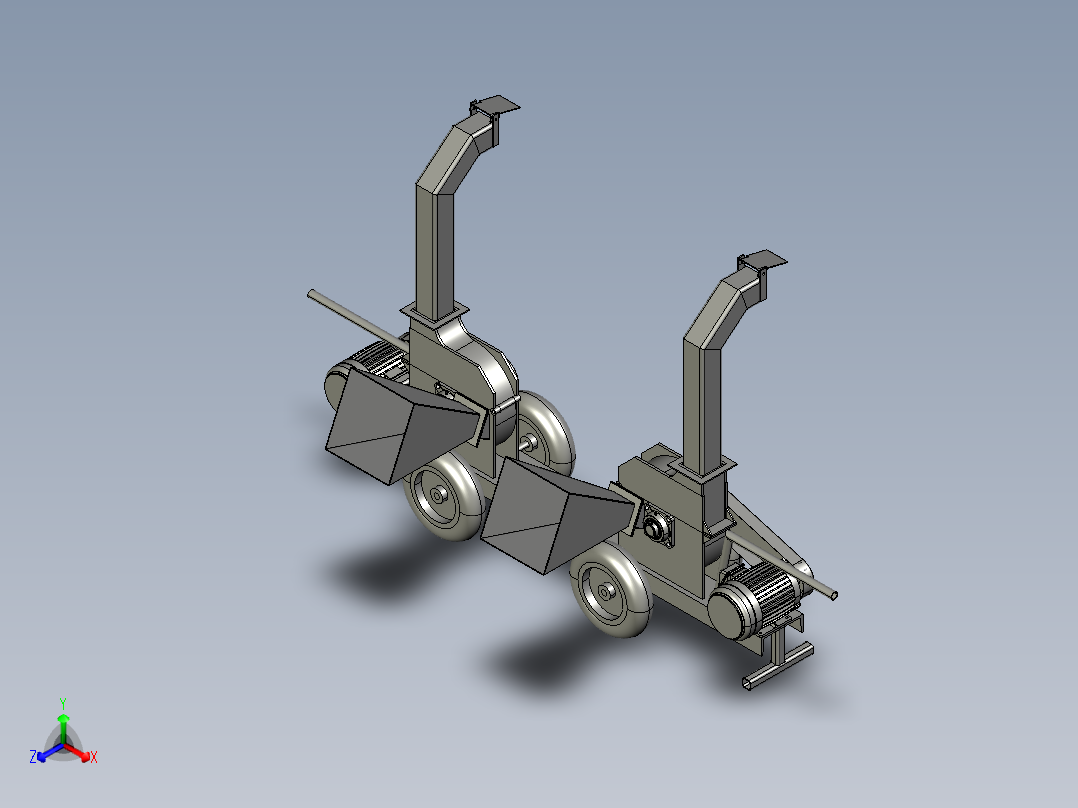 造纸行业的木头粉碎机正等轴测图