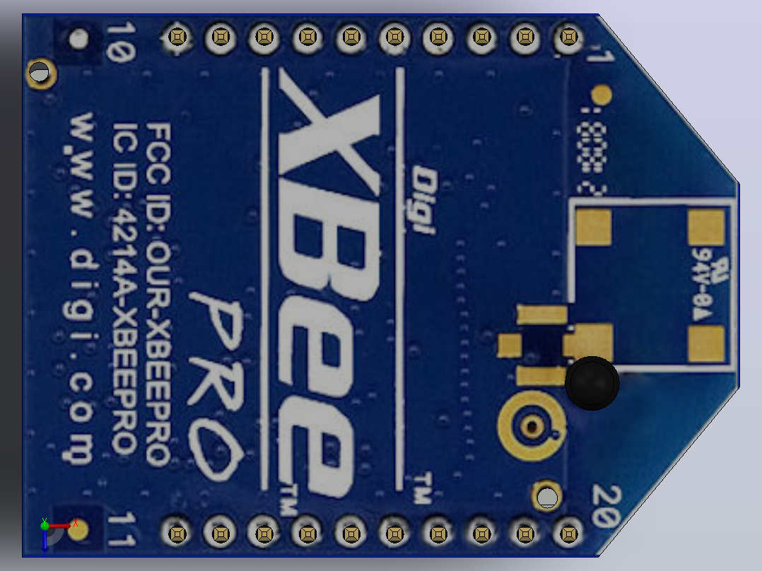 XBee Pro 60mW的型号俯视图