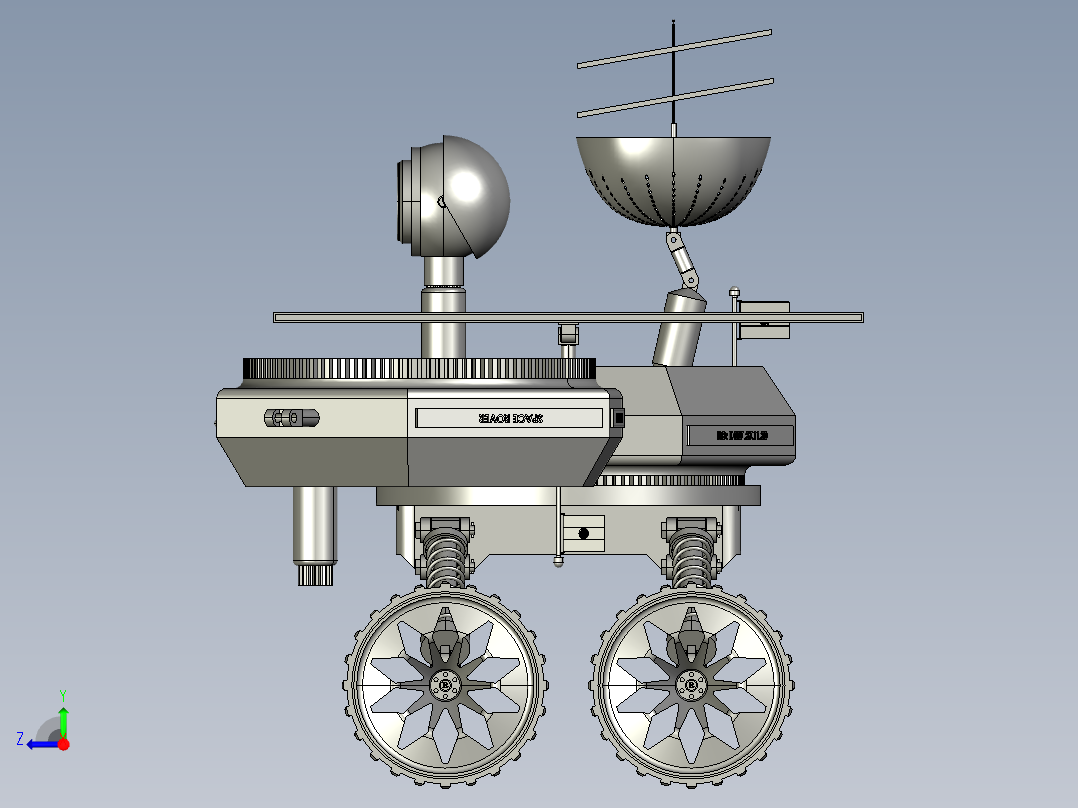 mini-rover四轮火星车3D图纸 STEP格式右视图