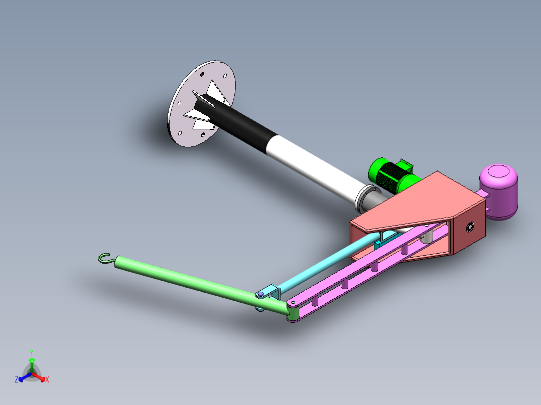 平衡吊设计CAD二维图及sw三维模型530527正等轴测图