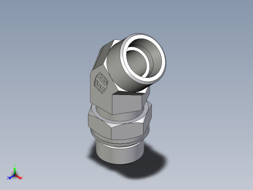 卡套式工业通用硬管接头EO_Adjustable_locknut_45_deg_elbow_VEE20SMOROMDCF正等轴测缩略图