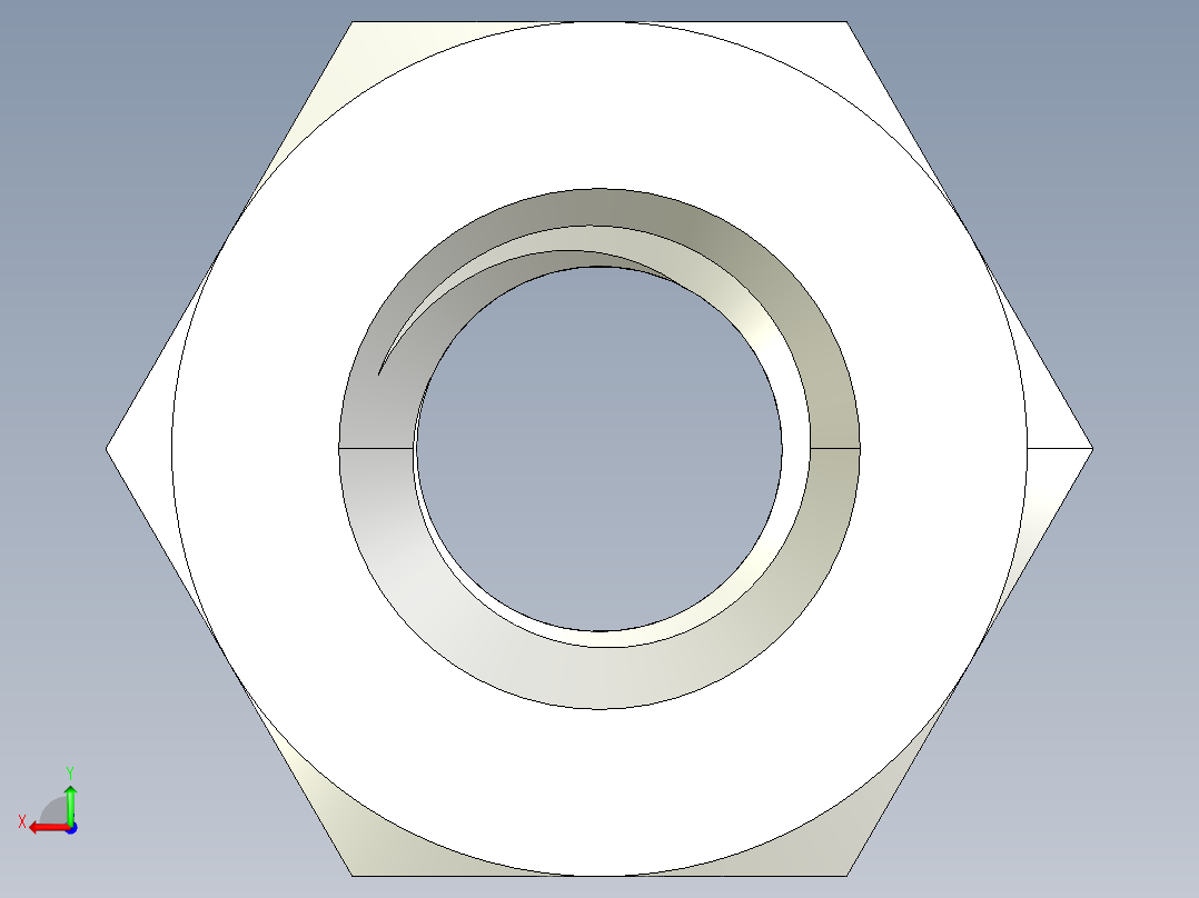 DIN 934 螺母-M3 Nut.STEP后视图