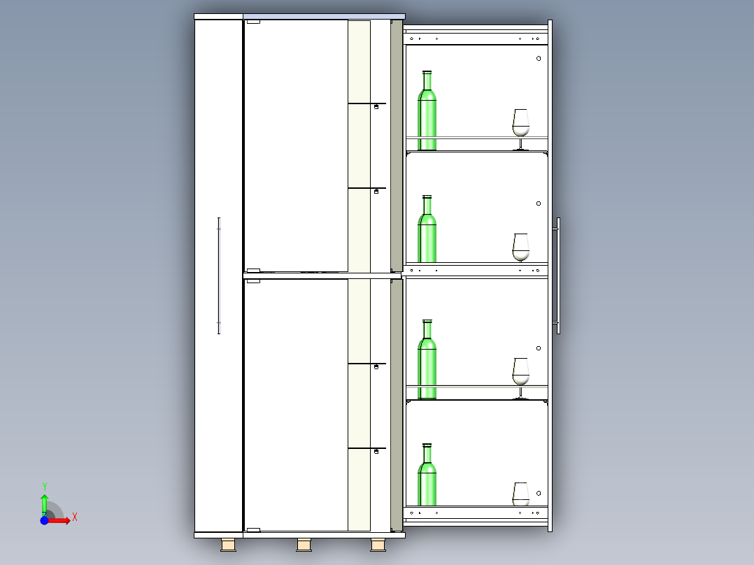 冷藏酒柜前视图