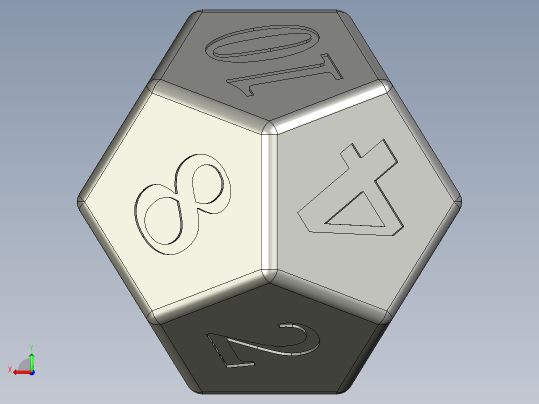 D12 十二面体骰子后视图