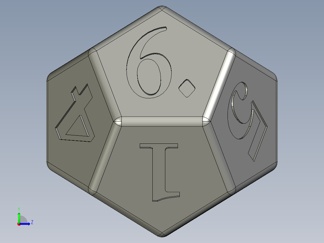 D12 十二面体骰子左视图
