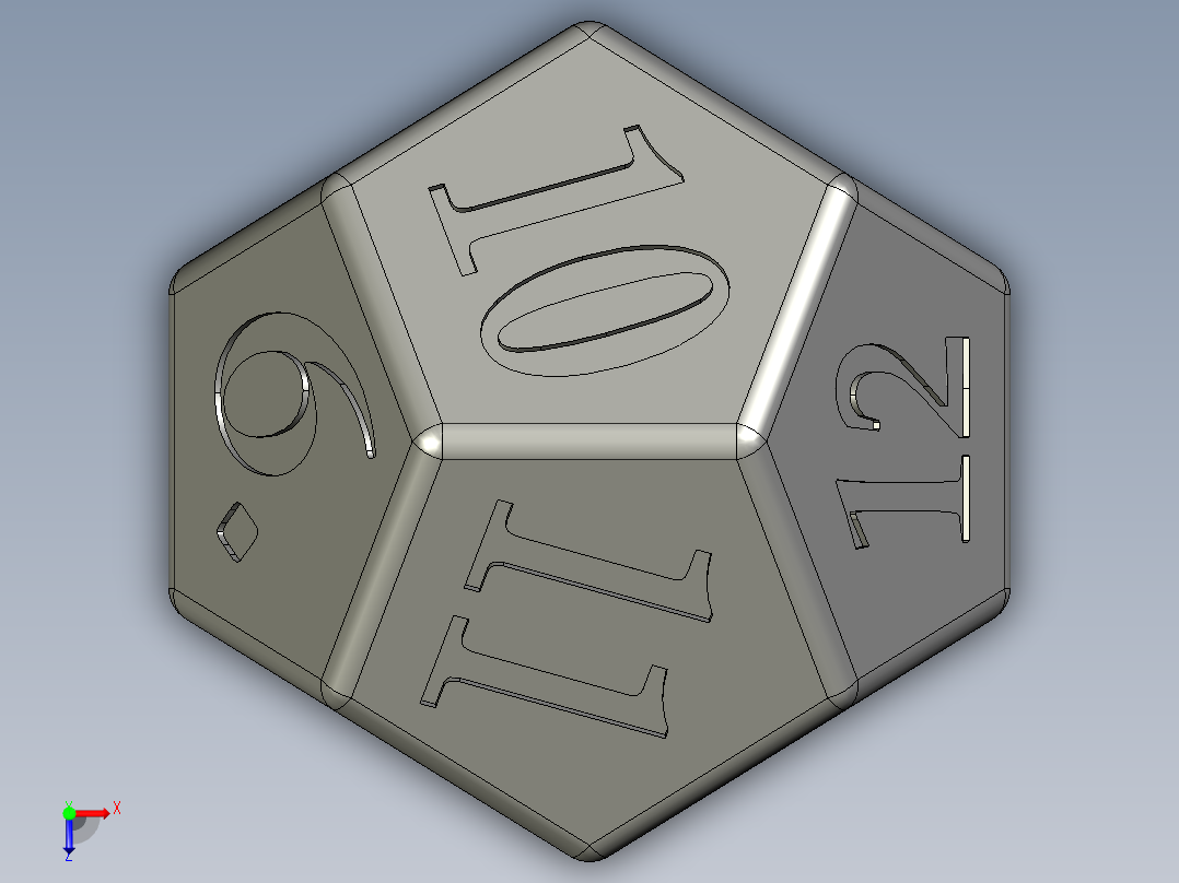 D12 十二面体骰子俯视图