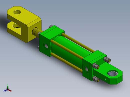 A0002798-拉杆液压缸 (DANIELI) (精整区域分杠杆) 63x35x160 毫米正等轴测缩略图