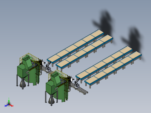 抓取机械手与抛丸机组合模拟