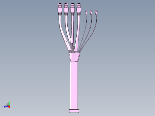 37针矩形连接器，400mm（MIL-DTL-83513）RJ-45和铲形电缆右视缩略图