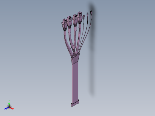 37针矩形连接器，400mm（MIL-DTL-83513）RJ-45和铲形电缆正等轴测缩略图