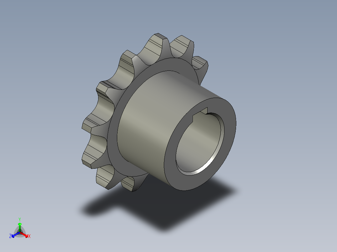 链轮10B-12滚筒轴正等轴测图