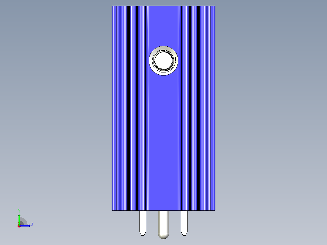 LM7918蓝色散热器25 x 12 6 x 6 5 mm孔18 3mm销固定.stp左视图