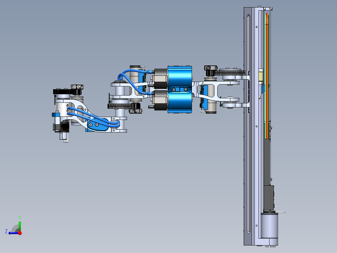 SCARA四轴机械臂三维建模图纸右视图