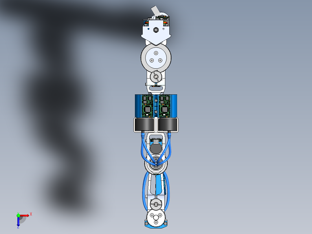 SCARA四轴机械臂三维建模图纸俯视图