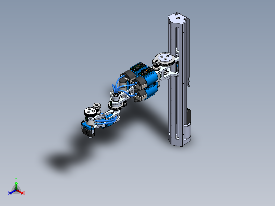 SCARA四轴机械臂三维建模图纸正等轴测图