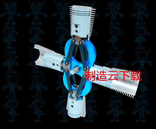 四缸径向发动机3D模型缩略图