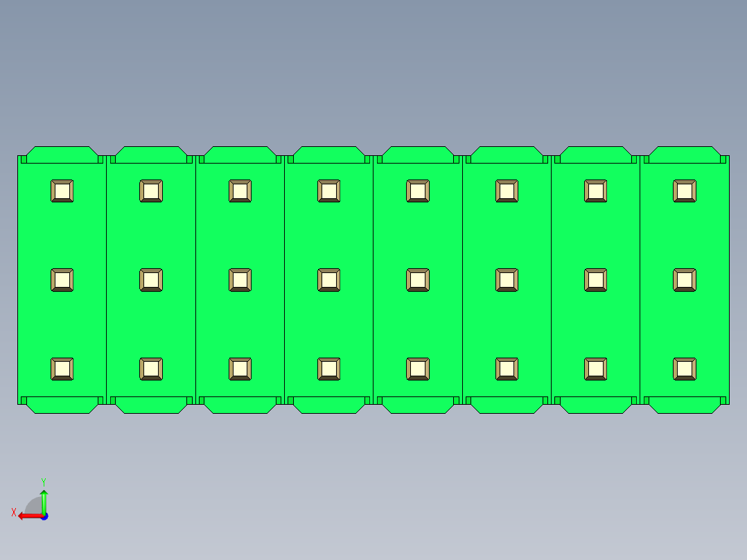 彩色公头100mil（2.54mm）系列-DS1021_green_3x08p_100mil_Type5_rev1.0后视图