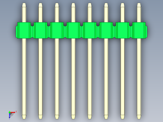彩色公头100mil（2.54mm）系列-DS1021_green_3x08p_100mil_Type5_rev1.0俯视缩略图