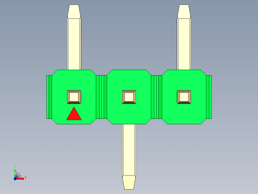 彩色公排针 100mil 2.54mm 系列-DS1022_green_03p_100mil_Type_SMT_R1_rev1.0前视缩略图