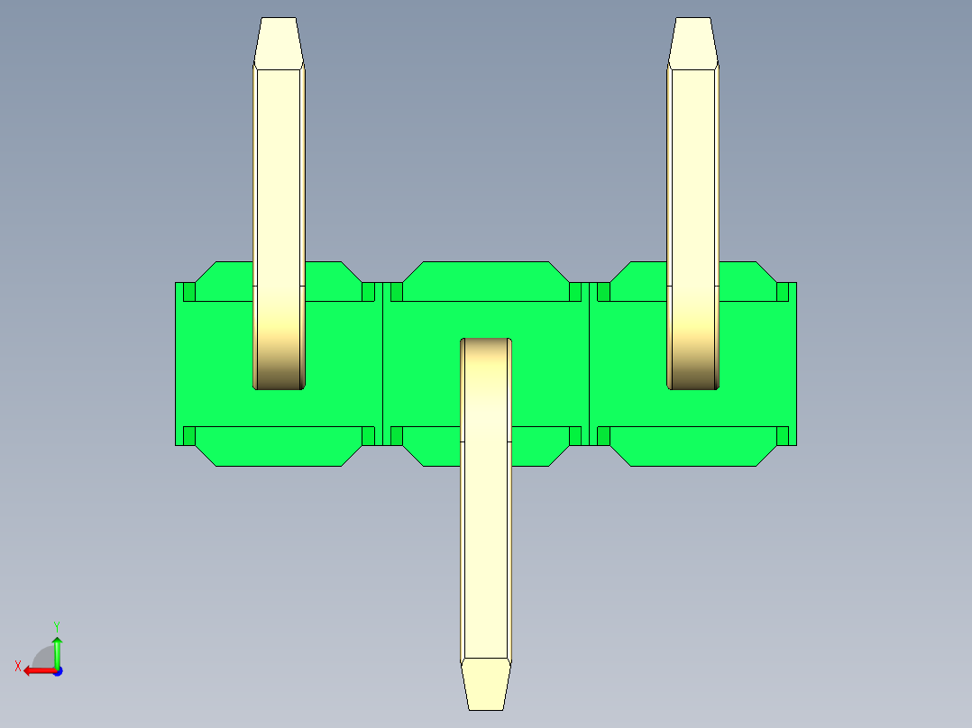 彩色公排针 100mil 2.54mm 系列-DS1022_green_03p_100mil_Type_SMT_R1_rev1.0后视图