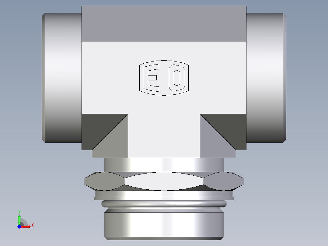 卡套式工业通用硬管接头EO_Adjustable_locknut_branch_tee_TEE42LMOROMDCF前视图